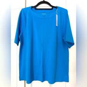 Chico’s 100% Pima Bateau neck t-shirt with elbow sleeves